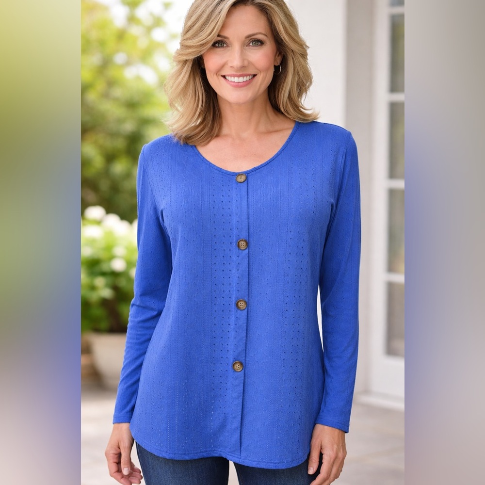 Blue Button-Up Cardigan